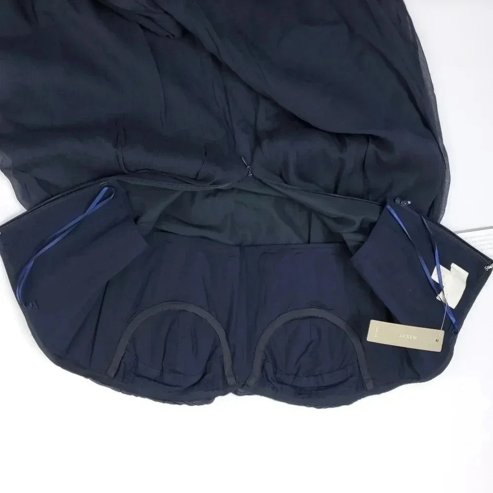J. crew Taryn Silk Chiffon Dress In Navy 8